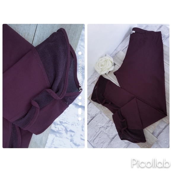 Aubergine Ruffled Mesh Leggings - Picture 2 of 5